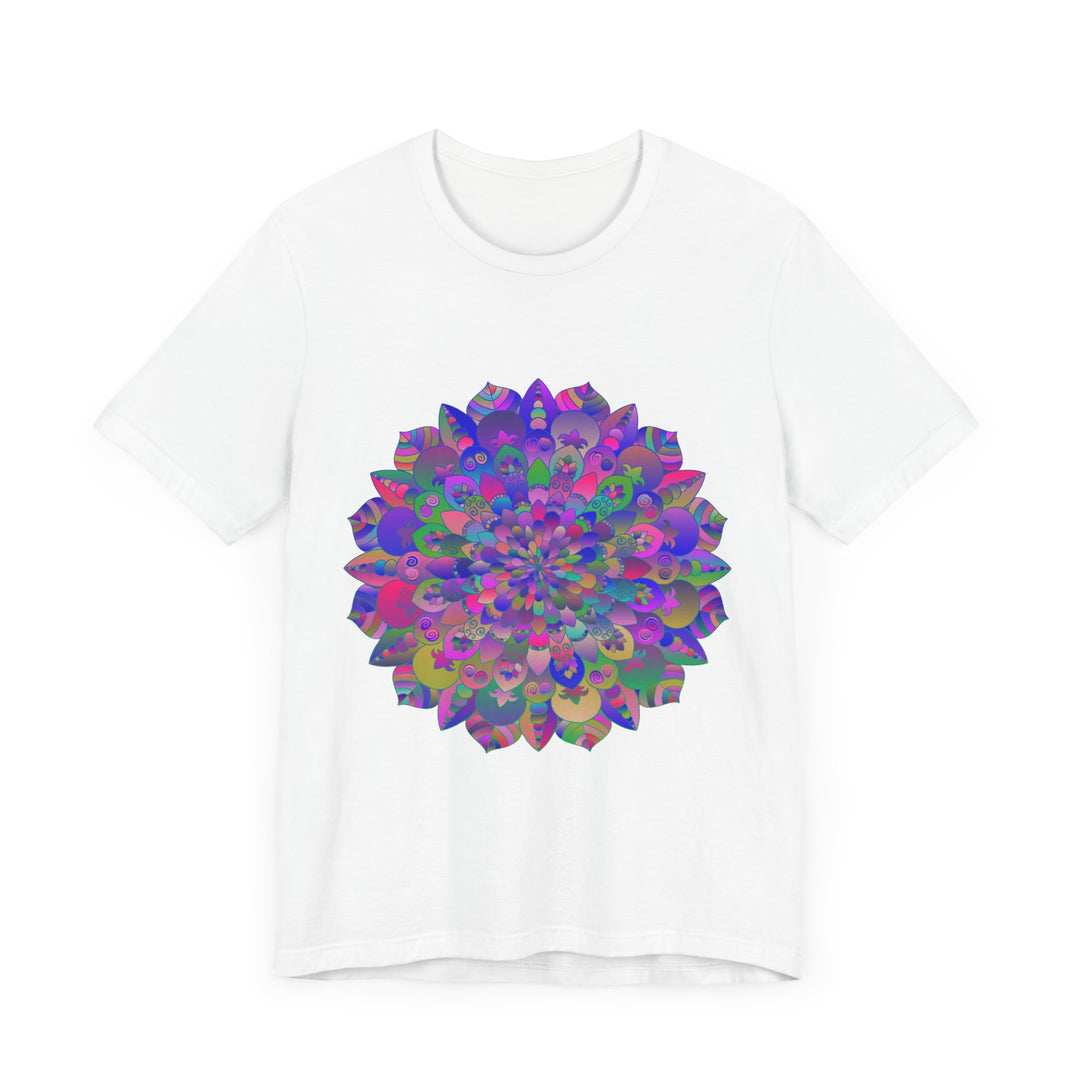 Colorful mandala design t-shirt with intricate spiritual art, perfect for yoga and meditation enthusiasts