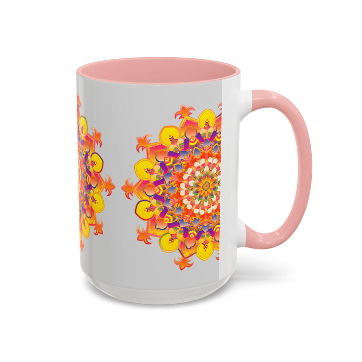 Vibrant Mandala Mug featuring colorful and intricate art designs in multiple hues of blue, green, yellow, and red, perfect for adding a pop of color to your morning coffee or tea routine