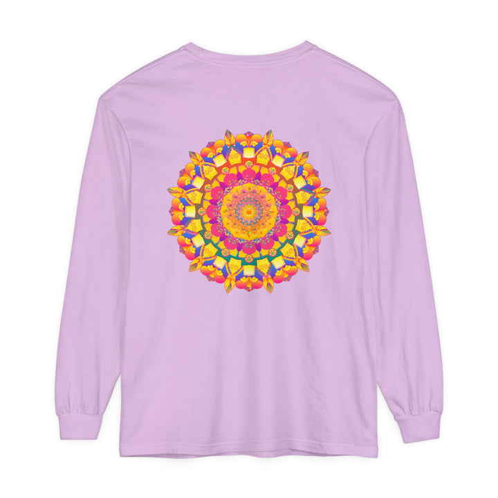 Colorful Mandala Long Sleeve T-Shirt featuring vibrant psychedelic art design