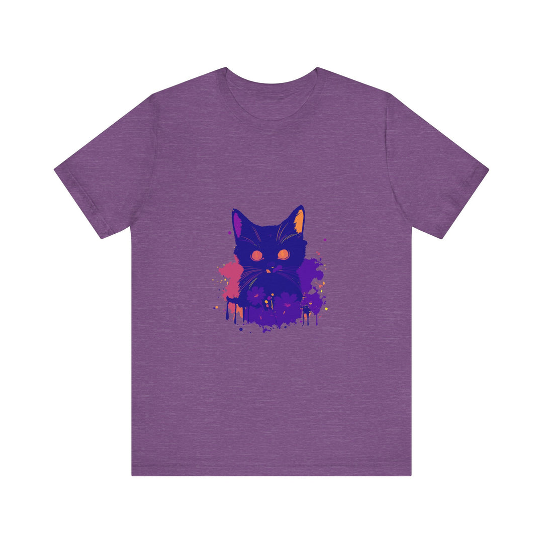 Black Cat Mystery - Abstract Art T-Shirt with vibrant colors and unique design, perfect for cat and art lovers