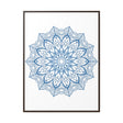 Beautiful Mandala Handmade Art in Steel Blue, displayed on Gallery Canvas Wraps in a Vertical Frame