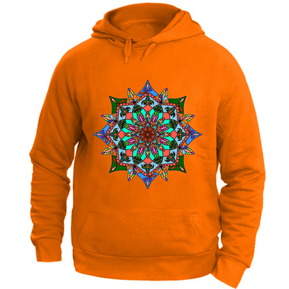 Colorful premium unisex mandala art hoodie with hood, a comfortable and stylish fashion choice for both men and women