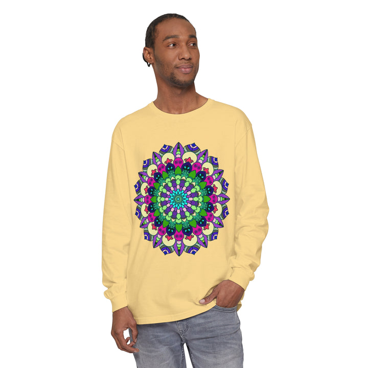 Colorful and intricate mandala design long sleeve t-shirt for men and women