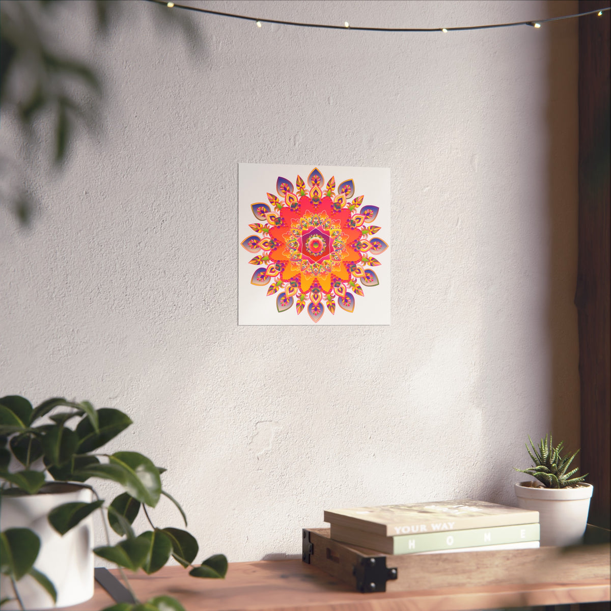 Vibrant Floral Mandala Fine Art Poster — Boho Wall Decor for Living Room & Meditation