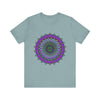 Beautiful purple and green mandala tee with intricate design pattern