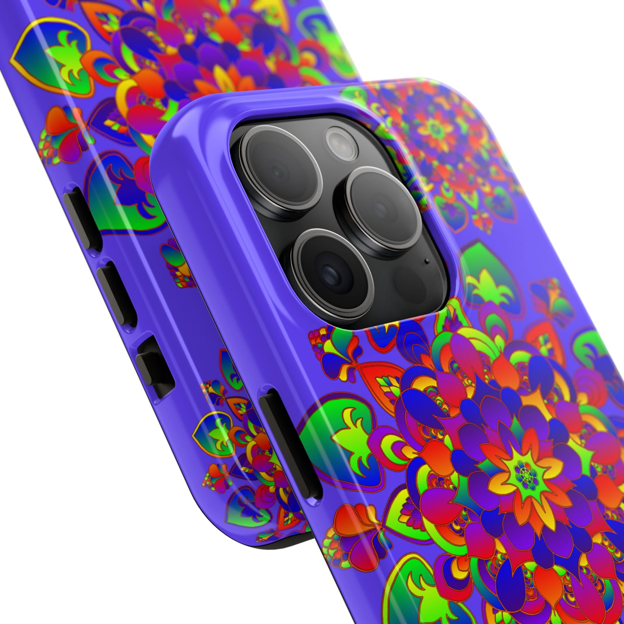 Vibrant and colorful hand-drawn mandala rainbow design phone case product image