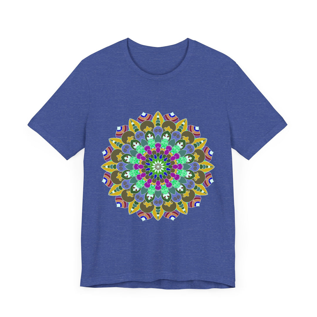 Colorful mandala peace t-shirt featuring intricate spiritual art design for positive vibes and inner peace