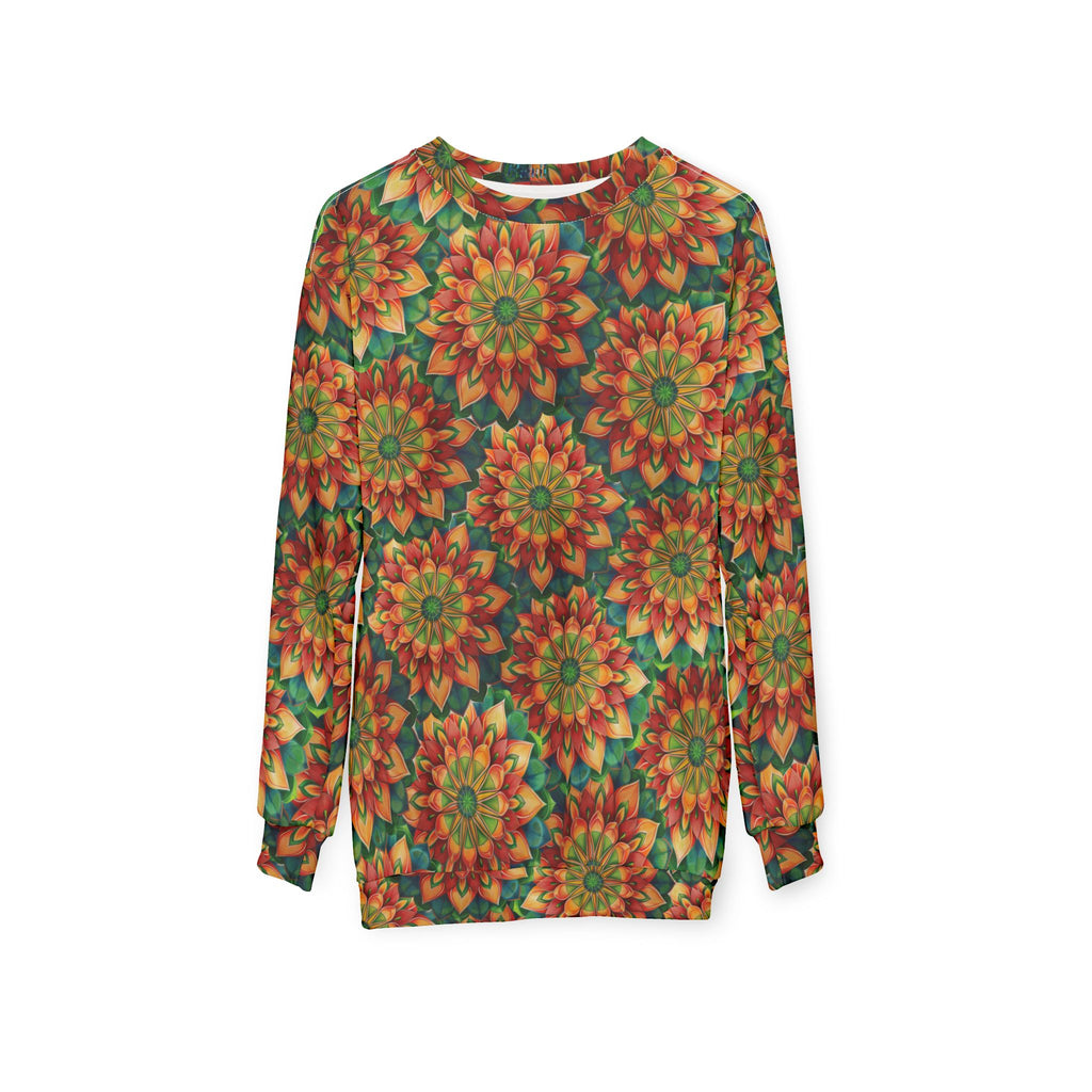 Mandala-Sweatshirt mit Allover-Print – Herbstliches Blumenkaleidoskop