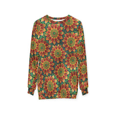 All-Over Print Mandala Sweatshirt — Autumn Floral Kaleidoscope