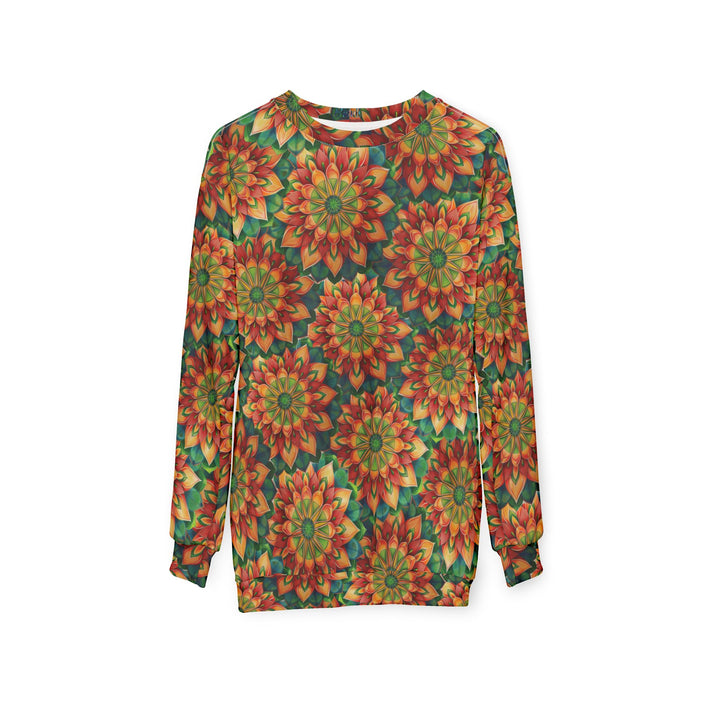 All-Over Print Mandala Sweatshirt — Autumn Floral Kaleidoscope