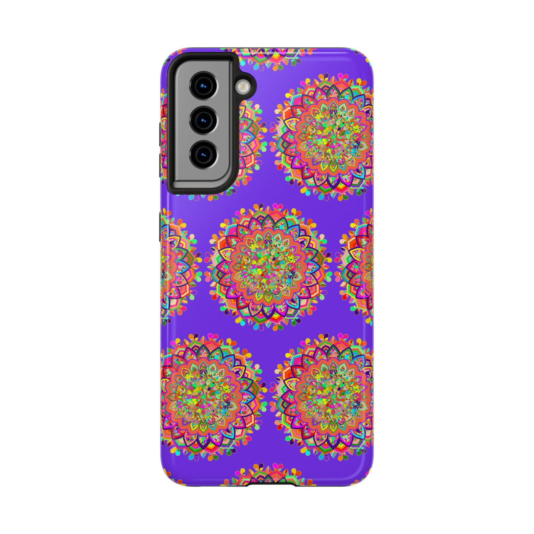 Hand drawn small purple mandala art phone case designed for iPhone X and XS, featuring intricate and delicate design