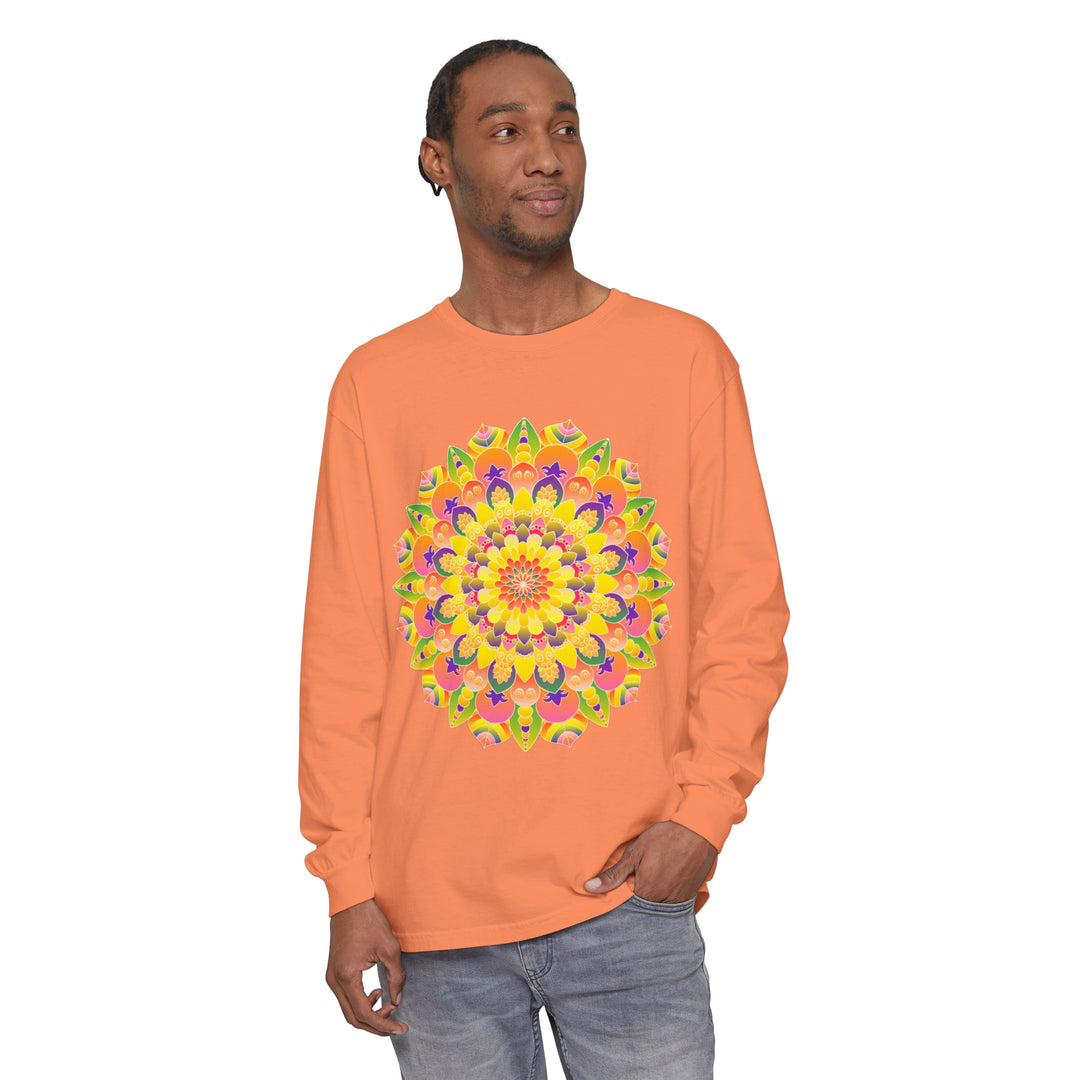 Colorful and intricate mandala design long sleeve t-shirt for all genders