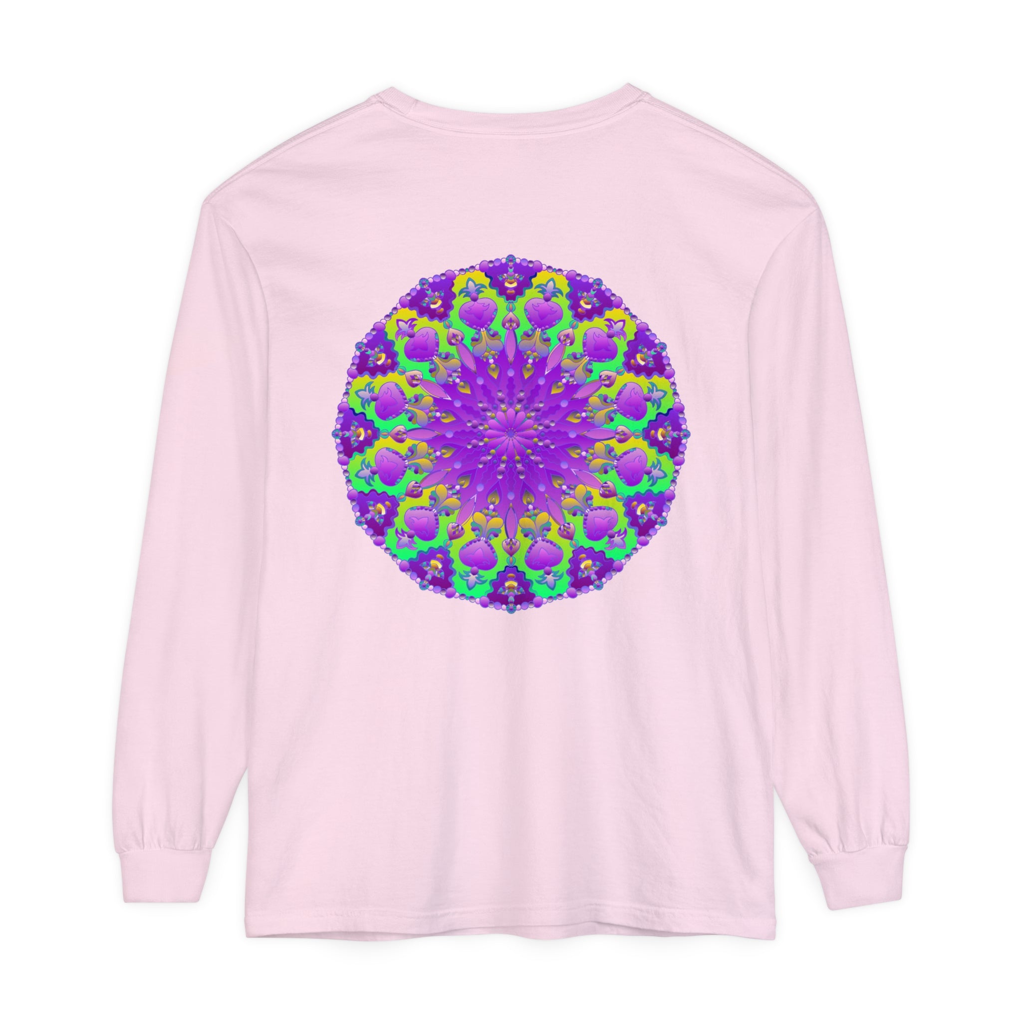 Beautiful purple and green mandala design long sleeve t-shirt for women