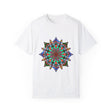Unisex Mandala T-Shirt made with 100% Ring-Spun Cotton, Garment-Dyed for Extra Comfort, featuring Hand-Drawn Mandala Art