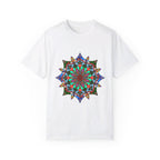 Unisex Mandala T-Shirt made with 100% Ring-Spun Cotton, Garment-Dyed for Extra Comfort, featuring Hand-Drawn Mandala Art