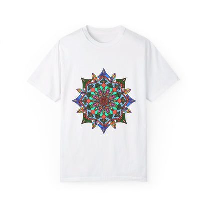 Unisex Mandala T-Shirt made with 100% Ring-Spun Cotton, Garment-Dyed for Extra Comfort, featuring Hand-Drawn Mandala Art