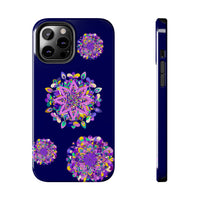 Hand drawn purple shades mandala art phone case, durable and shock absorbent, designed to protect your phone with intricate and stylish design