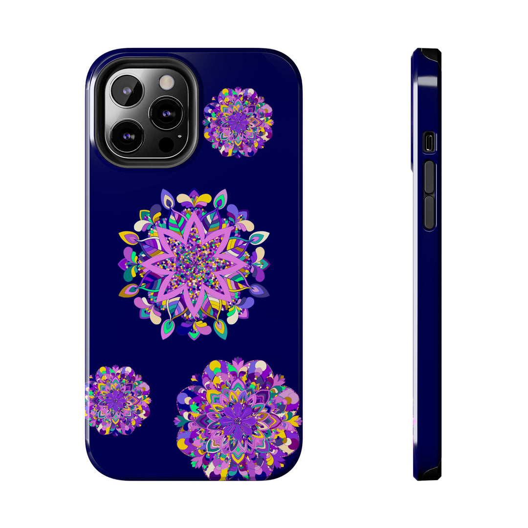 Hand drawn purple shades mandala art phone case, durable and shock absorbent, designed to protect your phone with intricate and stylish design