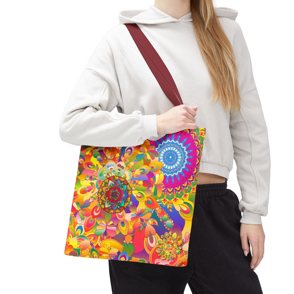 Psychedelic Floral Mandala Tote Bag