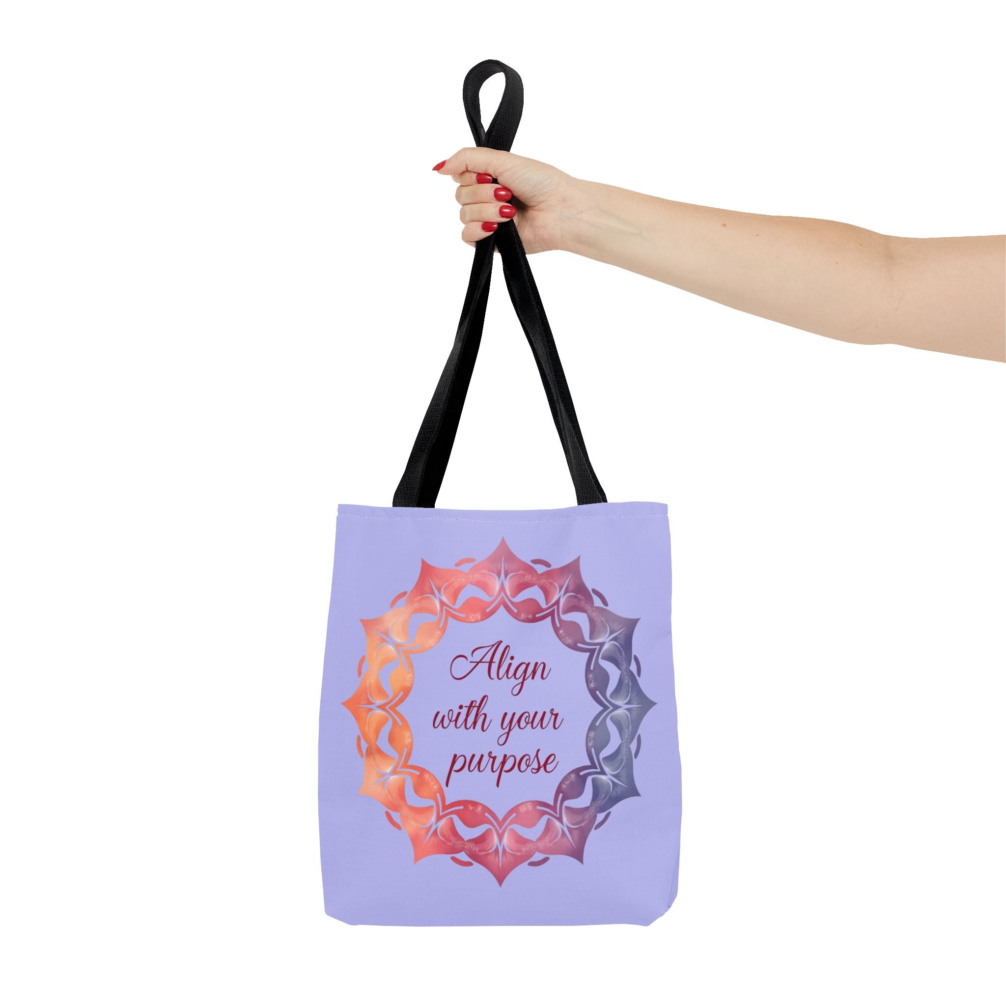 Colorful orange and purple mandala tote bag, perfect for everyday use