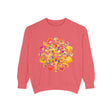 Vibrant mandala sweatshirt in rich, colorful hues and intricate, detailed patterns