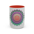 Beautiful ceramic mug with a vibrant and intricate mandala floral design