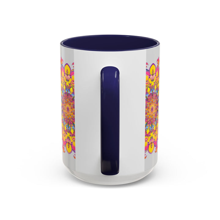 Colorful ceramic mug with mandala art design, perfect for meditation and relaxation