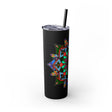 20oz Skinny Tumbler with Hand - drawn Colorful Mandala Design - Keeps Drinks Hot/Cold - BPA - Free - Blululi