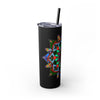 20oz Skinny Tumbler with Hand - drawn Colorful Mandala Design - Keeps Drinks Hot/Cold - BPA - Free - Blululi