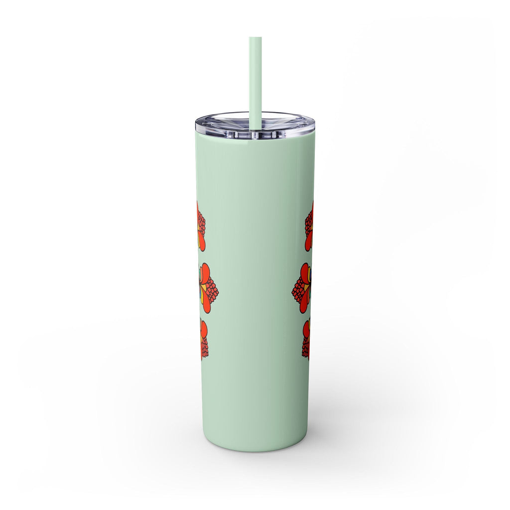 20oz Skinny Tumbler with Hand - drawn Colorful Mandala Design - Keeps Drinks Hot/Cold - BPA - Free - Blululi