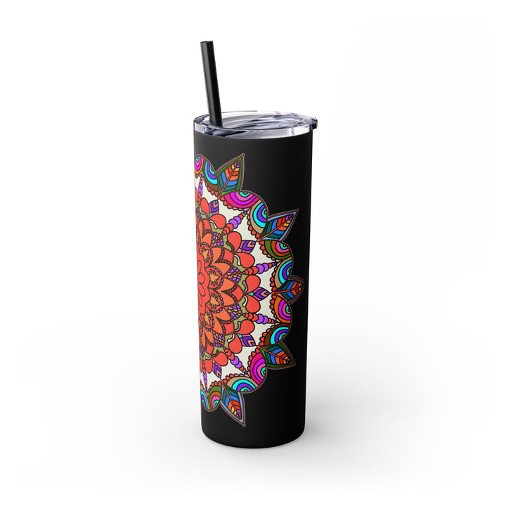 20oz Skinny Tumbler with Hand - drawn Colorful Mandala Design - Keeps Drinks Hot/Cold - BPA - Free - Blululi