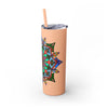 20oz Skinny Tumbler with Hand - drawn Colorful Mandala Design - Keeps Drinks Hot/Cold - BPA - Free - Blululi