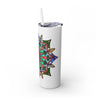 20oz Skinny Tumbler with Hand - drawn Colorful Mandala Design - Keeps Drinks Hot/Cold - BPA - Free - Blululi