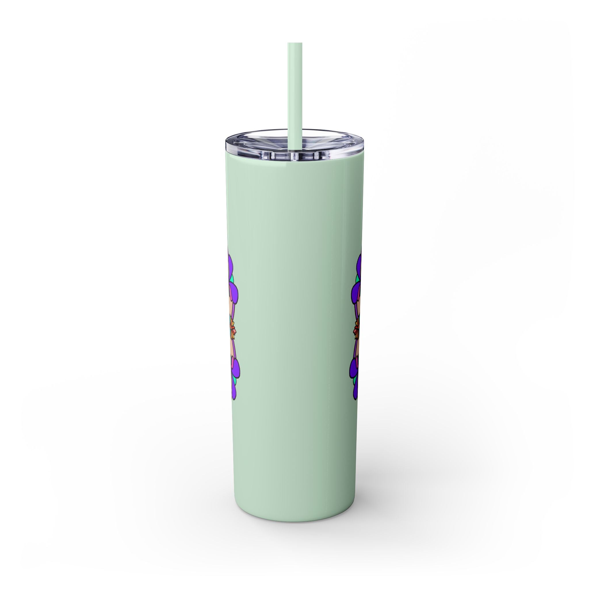 20oz Skinny Tumbler with Hand - drawn Colorful Mandala Design - Keeps Drinks Hot/Cold - BPA - Free - Blululi