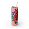 20oz Skinny Tumbler with Hand - drawn Colorful Mandala Design - Keeps Drinks Hot/Cold - BPA - Free - Blululi