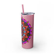 20oz Skinny Tumbler with Hand - drawn Colorful Mandala Design - Keeps Drinks Hot/Cold - BPA - Free - Blululi