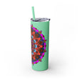 20oz Skinny Tumbler with Hand - drawn Colorful Mandala Design - Keeps Drinks Hot/Cold - BPA - Free - Blululi