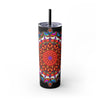 20oz Skinny Tumbler with Hand - drawn Colorful Mandala Design - Keeps Drinks Hot/Cold - BPA - Free - Blululi