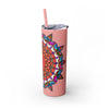 20oz Skinny Tumbler with Hand - drawn Colorful Mandala Design - Keeps Drinks Hot/Cold - BPA - Free - Blululi