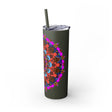 20oz Skinny Tumbler with Hand - drawn Colorful Mandala Design - Keeps Drinks Hot/Cold - BPA - Free - Blululi