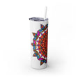 20oz Skinny Tumbler with Hand - drawn Colorful Mandala Design - Keeps Drinks Hot/Cold - BPA - Free - Blululi
