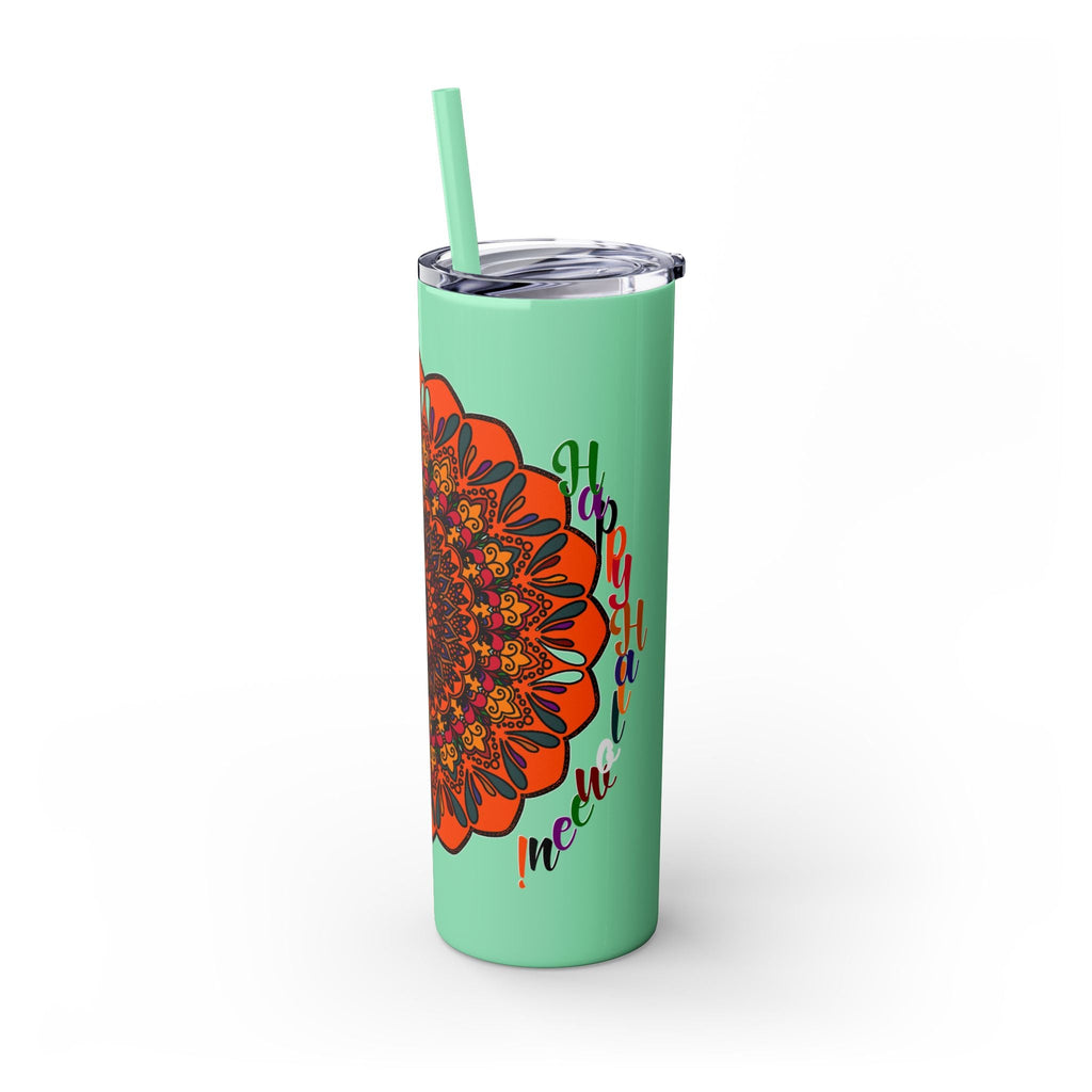 20oz Skinny Tumbler with Hand - Drawn Halloween Mandala Design - Keeps Drinks Hot/Cold - BPA - Free - Blululi