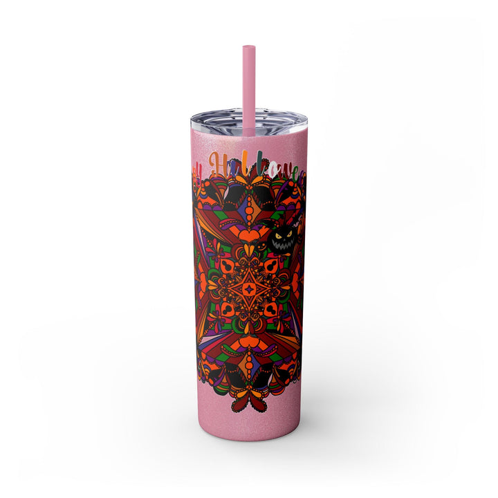 20oz Skinny Tumbler with Hand - Drawn Halloween Mandala Design - Keeps Drinks Hot/Cold - BPA - Free - Blululi