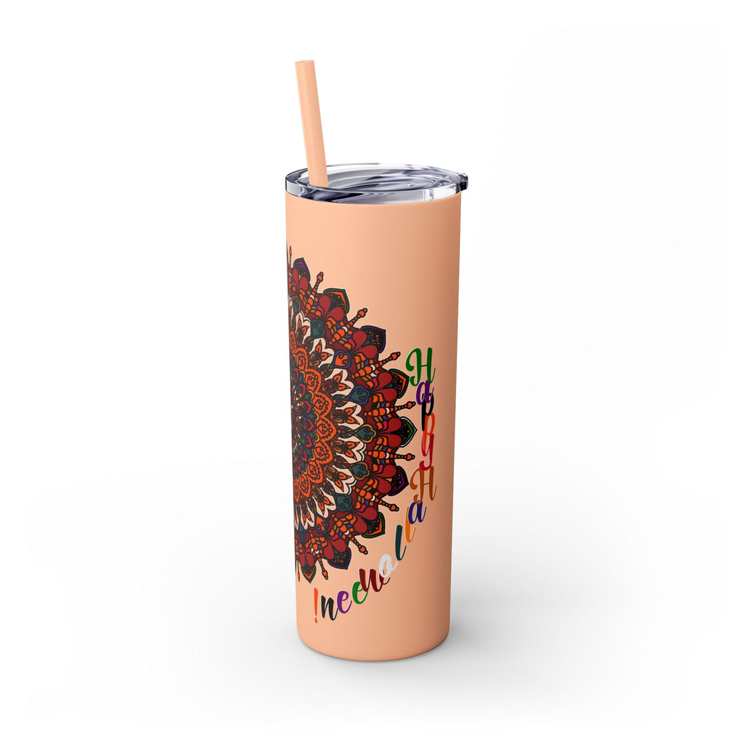 20oz Skinny Tumbler with Hand - Drawn Halloween Mandala Design - Keeps Drinks Hot/Cold - BPA - Free - Blululi