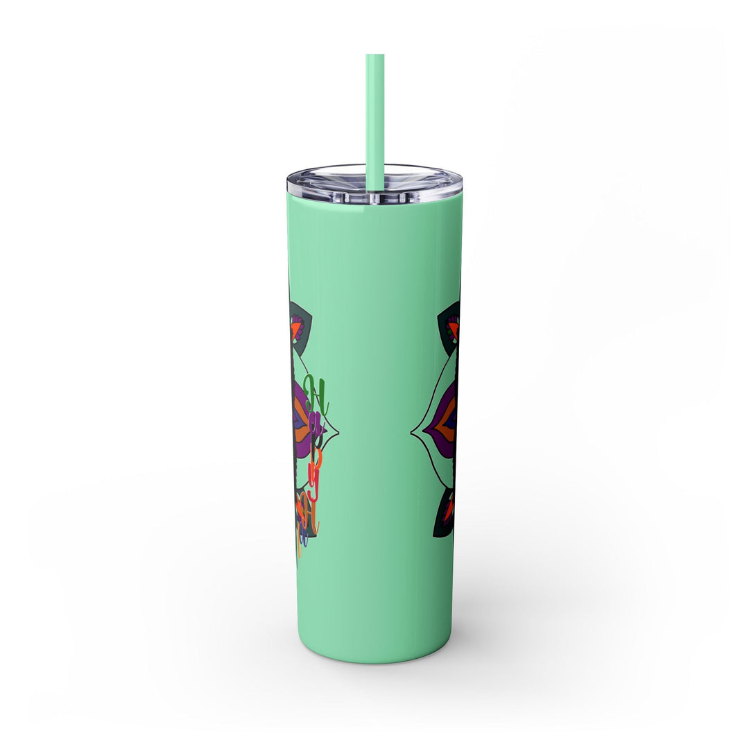 20oz Skinny Tumbler with Hand - Drawn Halloween Mandala Design - Keeps Drinks Hot/Cold - BPA - Free - Blululi