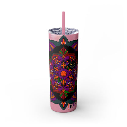 20oz Skinny Tumbler with Hand - Drawn Halloween Mandala Design - Keeps Drinks Hot/Cold - BPA - Free - Blululi