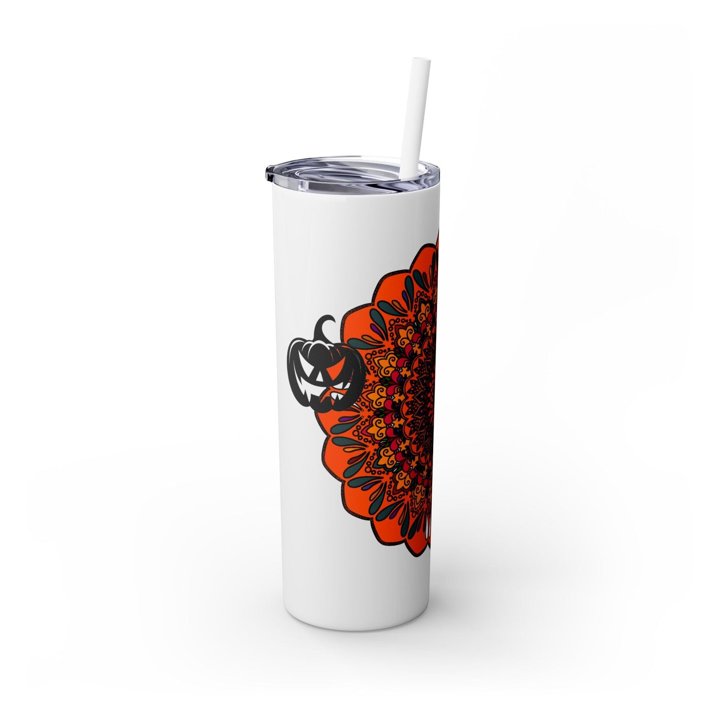 20oz Skinny Tumbler with Hand - Drawn Halloween Mandala Design - Keeps Drinks Hot/Cold - BPA - Free - Blululi