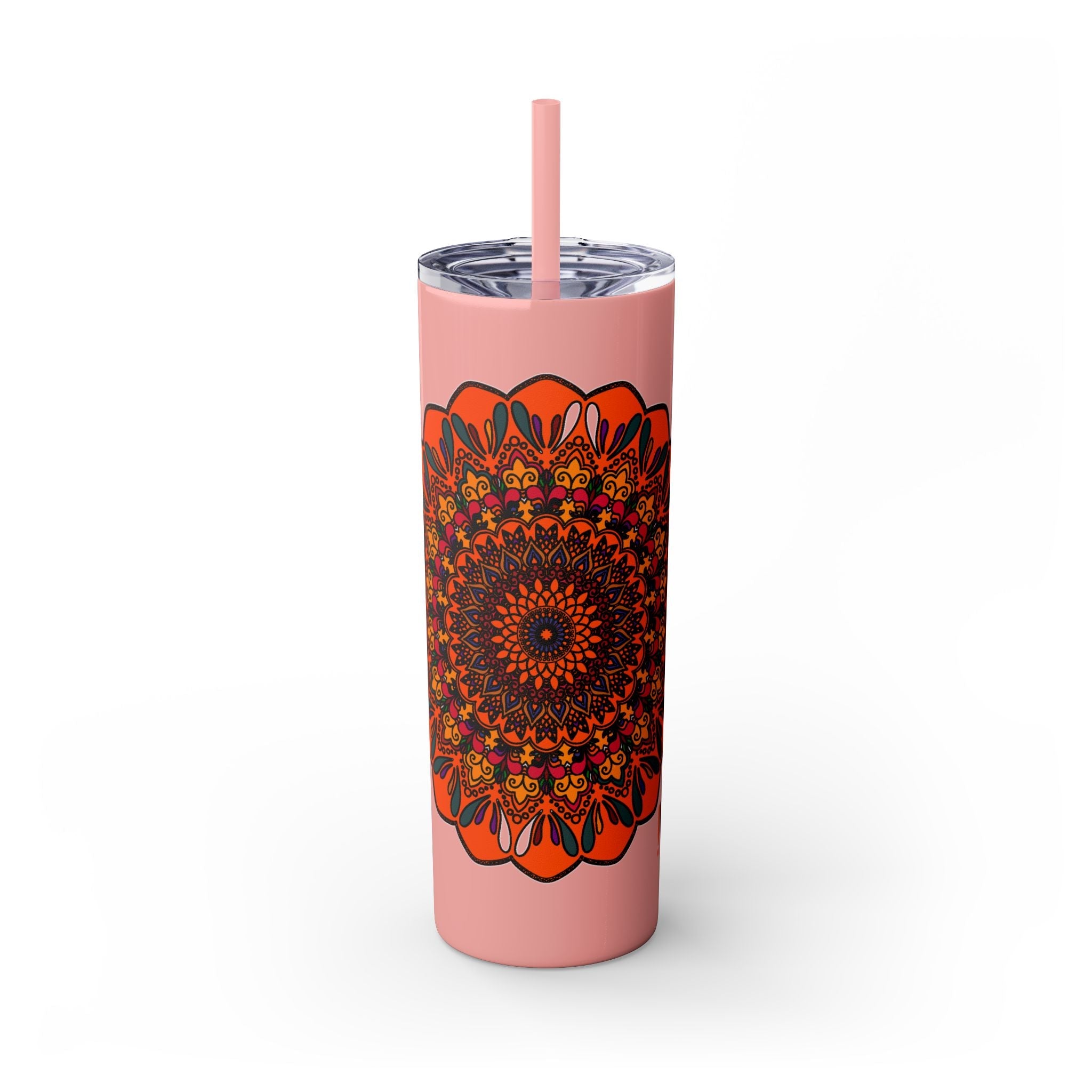 20oz Skinny Tumbler with Hand - Drawn Halloween Mandala Design - Keeps Drinks Hot/Cold - BPA - Free - Blululi