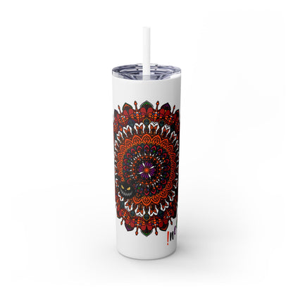 20oz Skinny Tumbler with Hand - Drawn Halloween Mandala Design - Keeps Drinks Hot/Cold - BPA - Free - Blululi