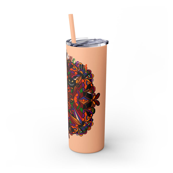 20oz Skinny Tumbler with Hand - Drawn Halloween Mandala Design - Keeps Drinks Hot/Cold - BPA - Free - Blululi